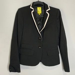 QMack black Blazer with white trim collar 2